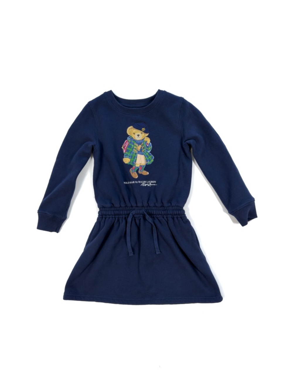 Polo Ralph Lauren Navy Preppy Polo Bear Fleece Sweatshirt Dress Girls Size 5